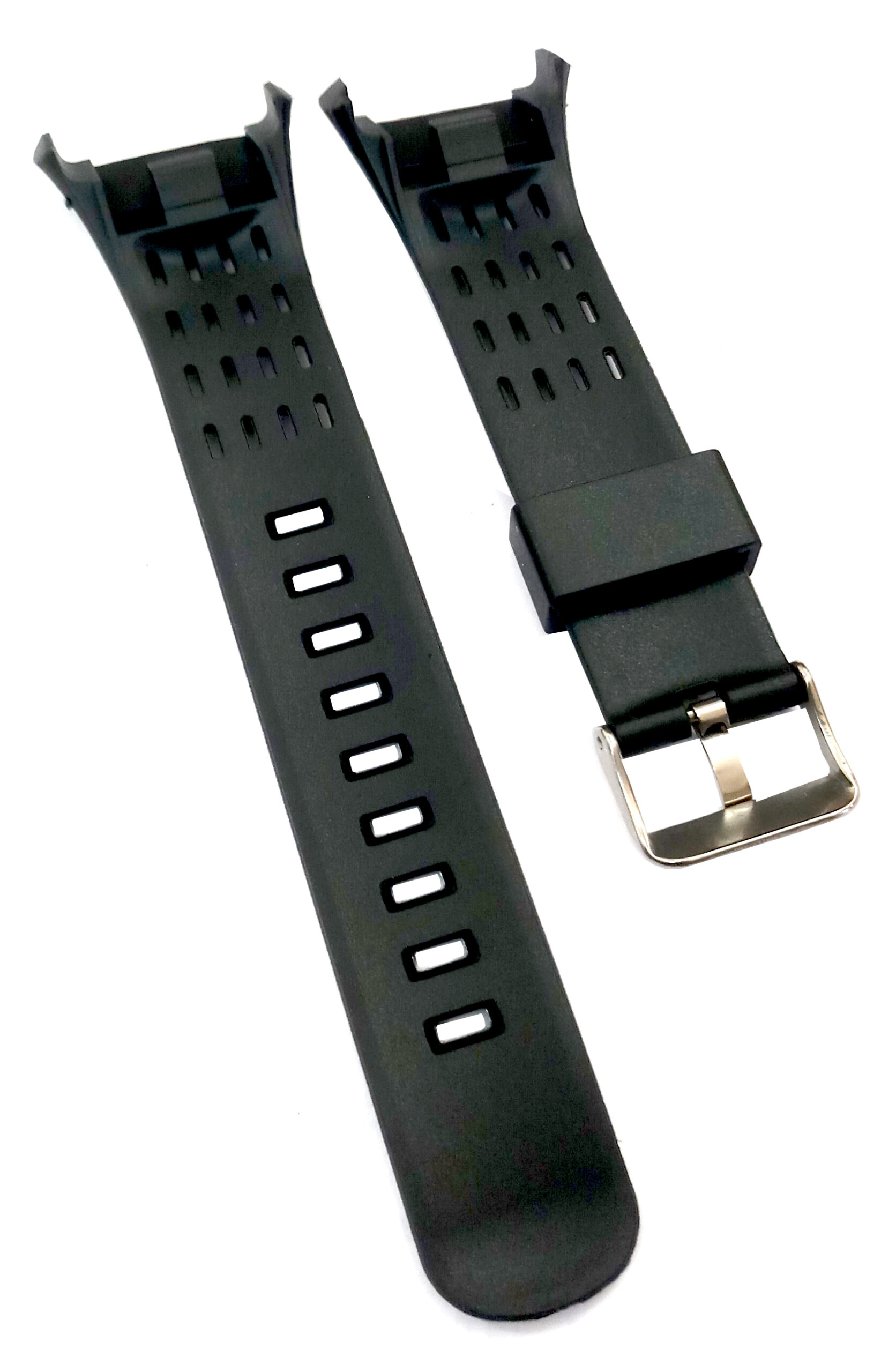 Pu Rubber Black Watch Band Strap for Men and Women | Comfortable and Durable Material | Silver Buckle-1219 - Image 5