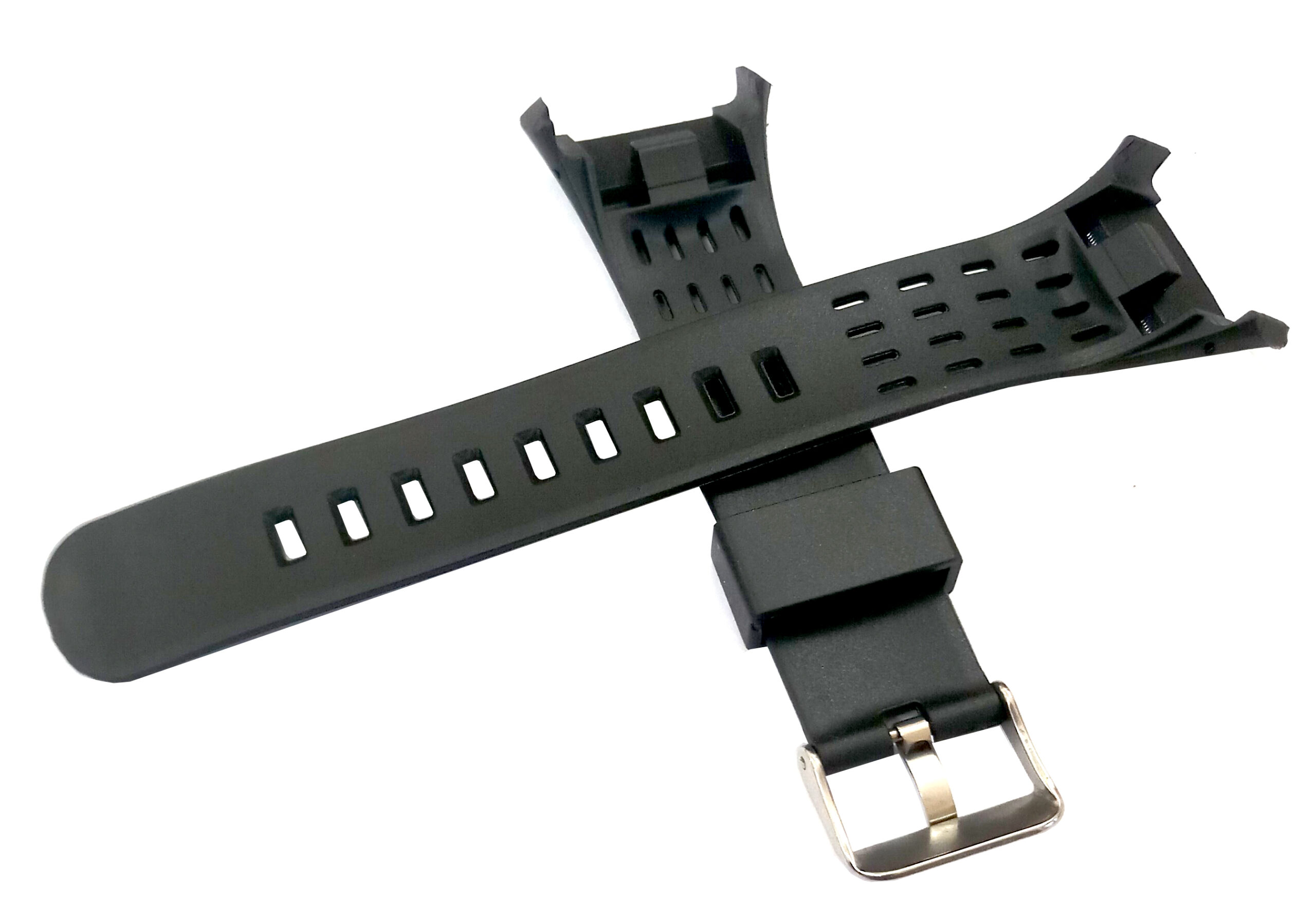 Pu Rubber Black Watch Band Strap for Men and Women | Comfortable and Durable Material | Silver Buckle-1219 - Image 3