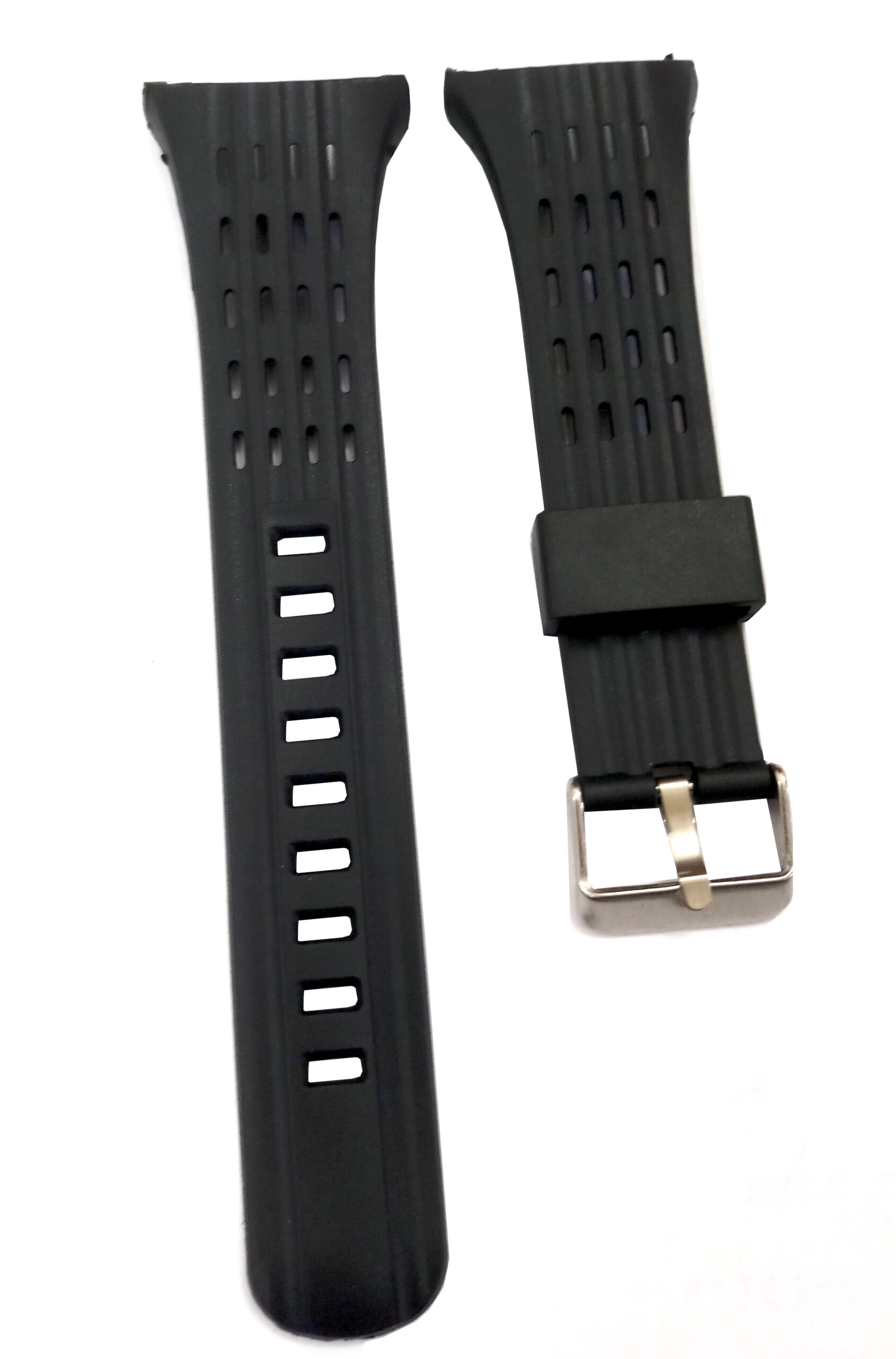 Pu Rubber Black Watch Band Strap for Men and Women | Comfortable and Durable Material | Silver Buckle-1219 - Image 7