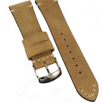 19mm Genuine Leather Watch Band Strap Fits 1002 1400 5501 5701 14000 Light Brown Silver Buckle