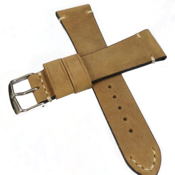 19mm Genuine Leather Watch Band Strap Fits 1002 1400 5501 5701 14000 Light Brown Silver Buckle