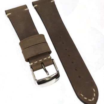 19mm Genuine Leather Watch Band Strap Fits 1002 1400 5501 5701 14000 Dark Brown Silver Buckle