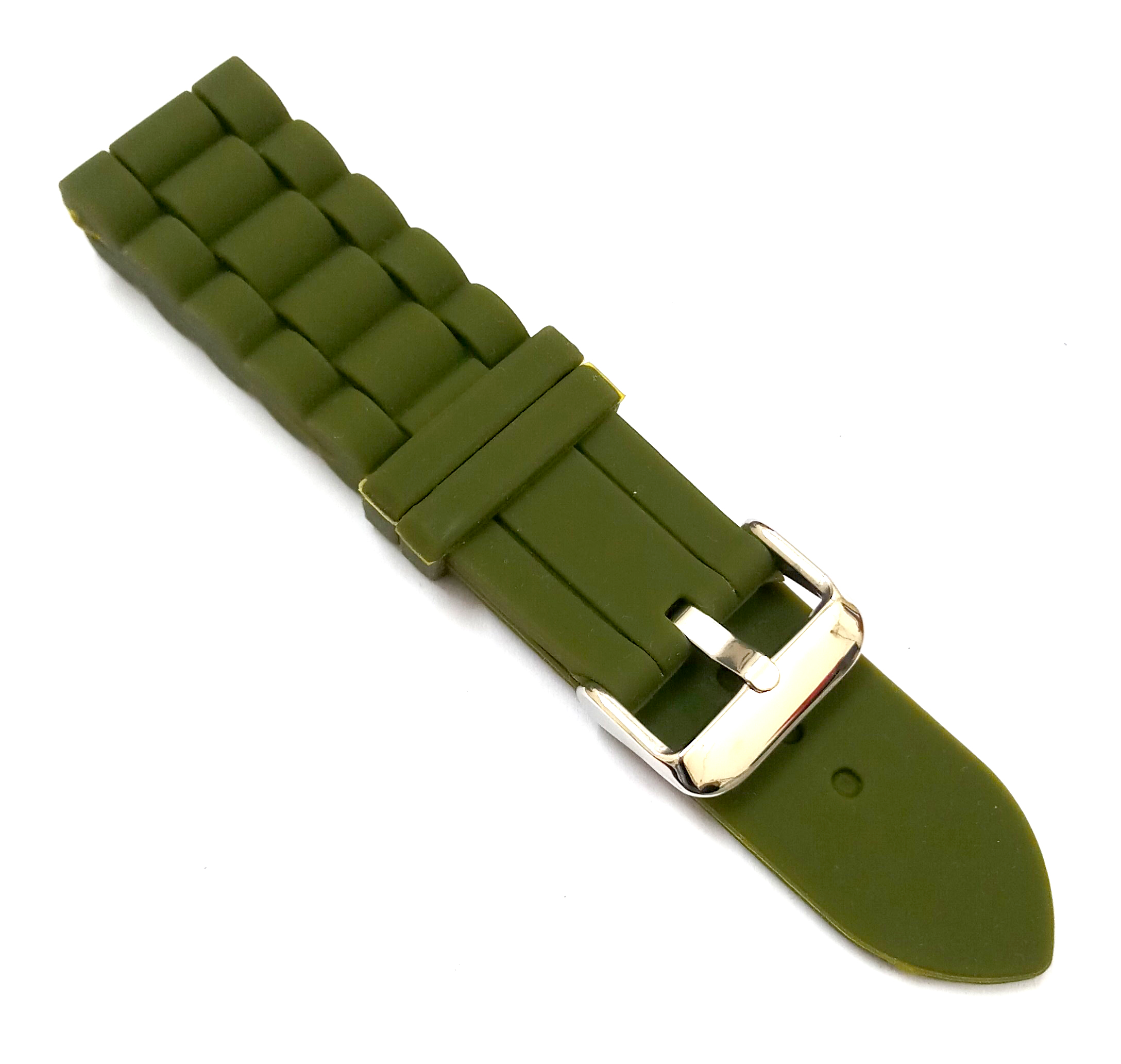 22mm Silicone Rubber Green Watch Band Strap for Men and Women | Comfortable and Durable Material | Silver Buckle - Image 7