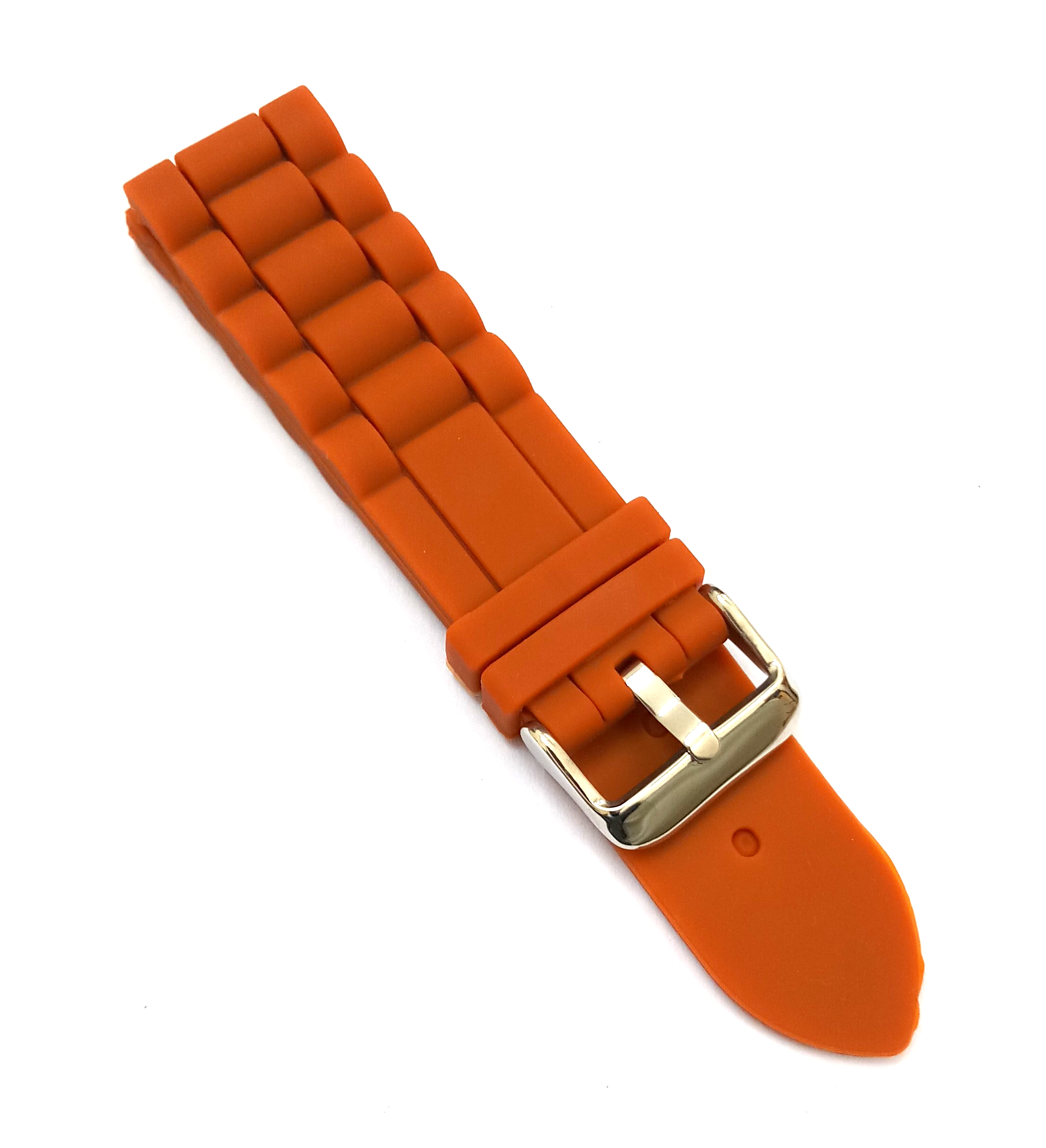 22mm Silicone Rubber Orange Watch Band Strap for Men and Women | Comfortable and Durable Material | Silver Buckle - Image 7