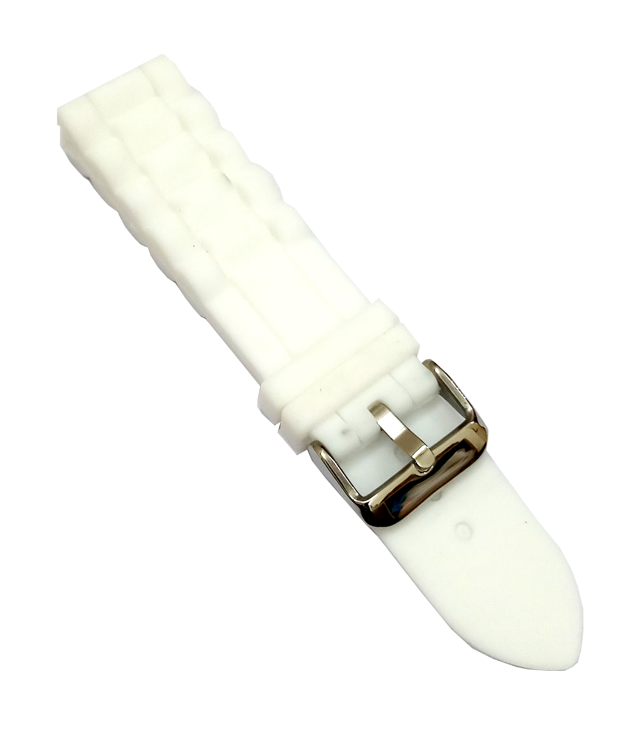 22mm Silicone Rubber White Watch Band Strap for Men and Women | Comfortable and Durable Material | Silver Buckle - Image 6