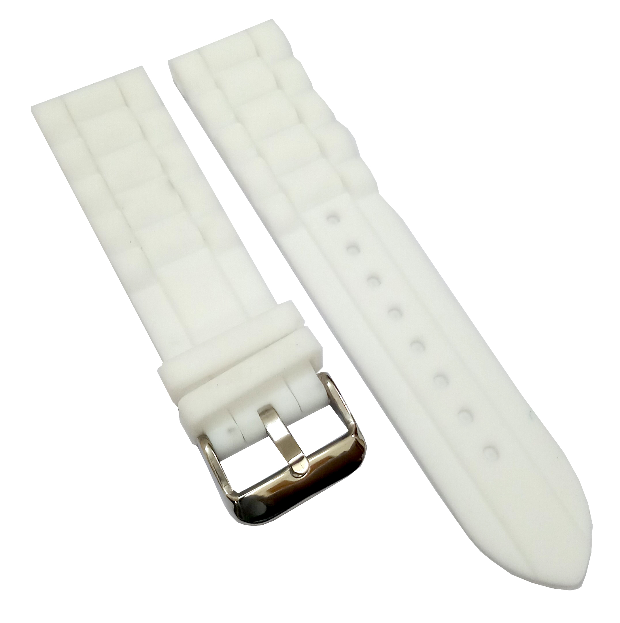 22mm Silicone Rubber White Watch Band Strap for Men and Women | Comfortable and Durable Material | Silver Buckle - Image 3