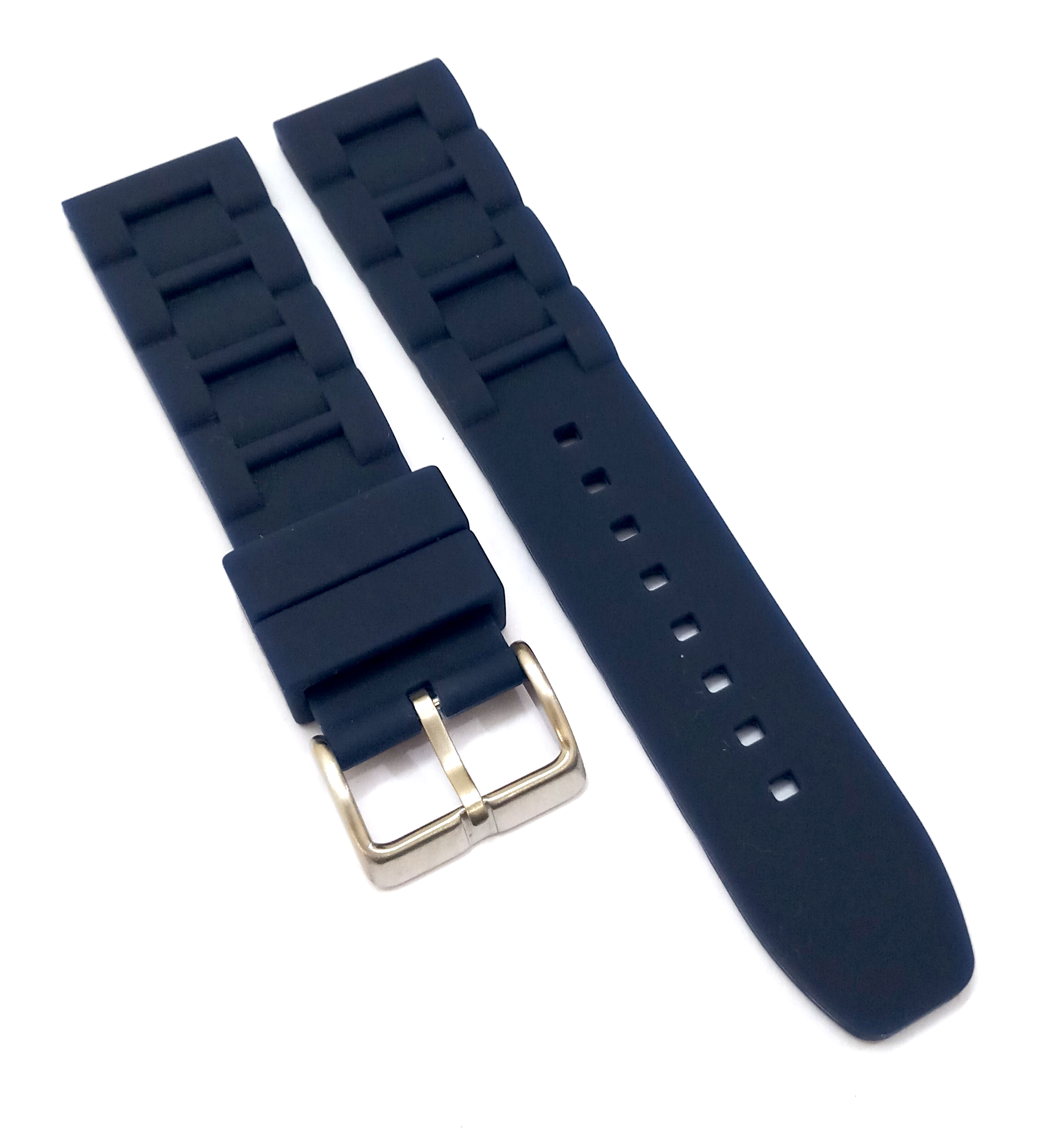 22mm Silicone Rubber Blue Watch Band Strap for Men and Women | Comfortable and Durable Material | Silver Buckle - Image 3