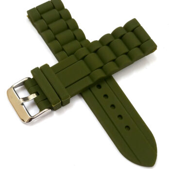 22mm Silicone Rubber Green Watch Band Strap for Men and Women | Comfortable and Durable Material | Silver Buckle