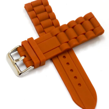 22mm Silicone Rubber Orange Watch Band Strap for Men and Women | Comfortable and Durable Material | Silver Buckle