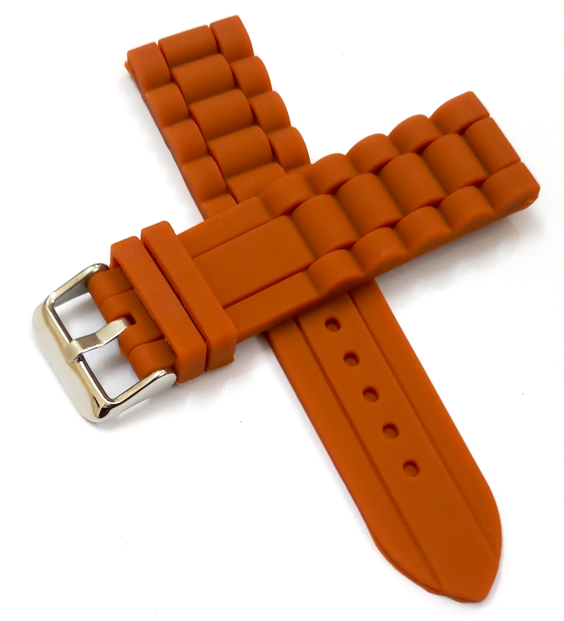 22mm Silicone Rubber Orange Watch Band Strap for Men and Women | Comfortable and Durable Material | Silver Buckle