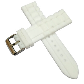 22mm Silicone Rubber White Watch Band Strap for Men and Women | Comfortable and Durable Material | Silver Buckle