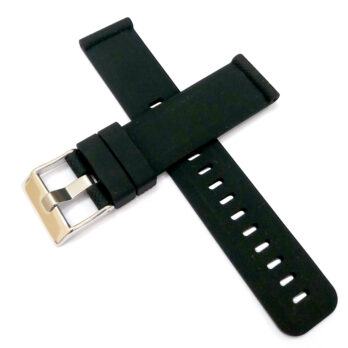 22mm Silicone Rubber Black Watch Band Strap for Men and Women | Comfortable and Durable Material | Silver Buckle