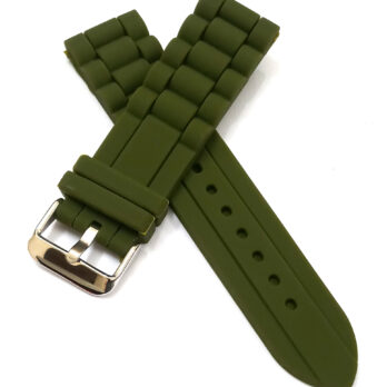 22mm Silicone Rubber Green Watch Band Strap for Men and Women | Comfortable and Durable Material | Silver Buckle