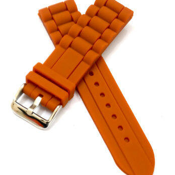 22mm Silicone Rubber Orange Watch Band Strap for Men and Women | Comfortable and Durable Material | Silver Buckle