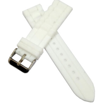 22mm Silicone Rubber White Watch Band Strap for Men and Women | Comfortable and Durable Material | Silver Buckle