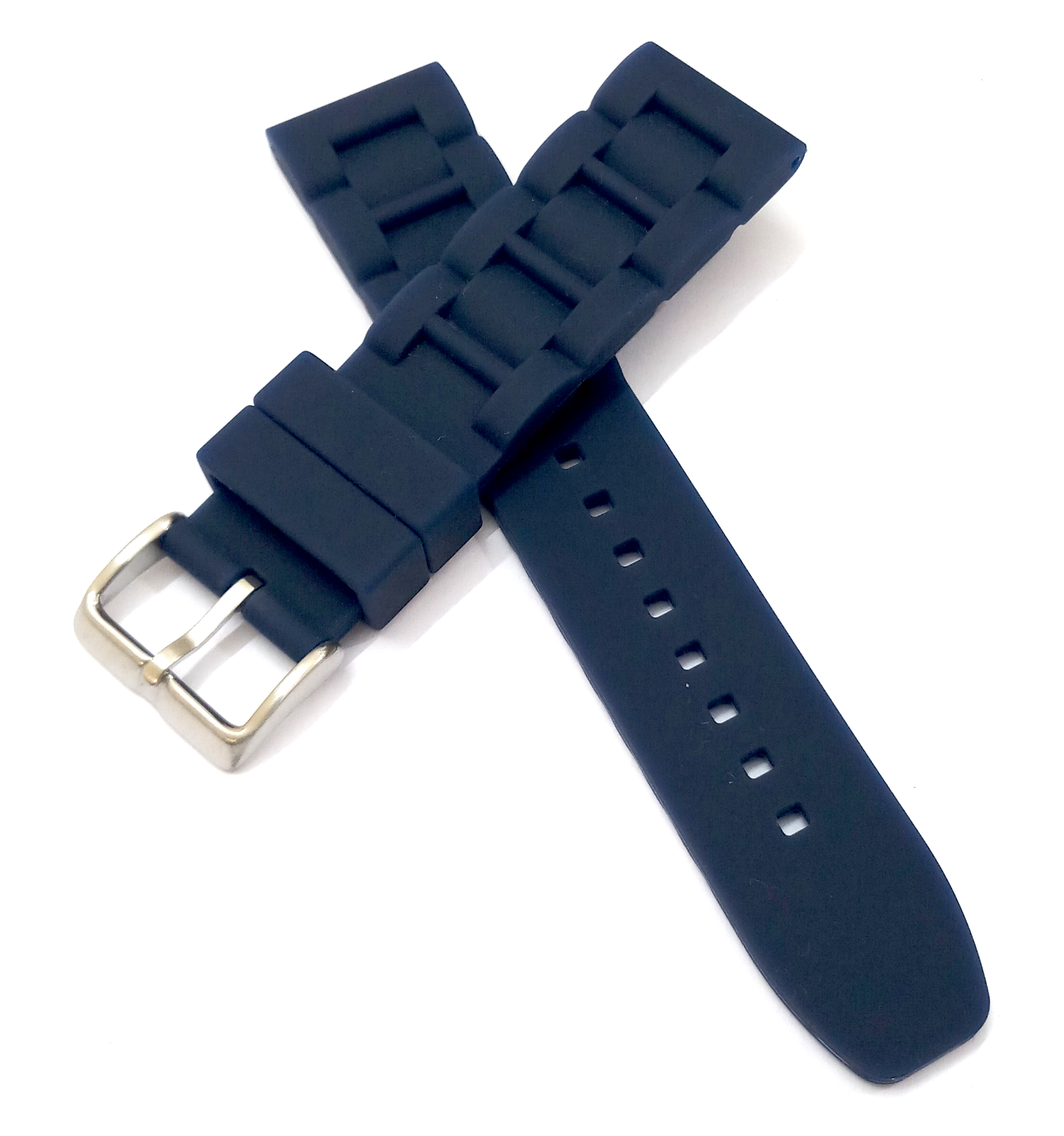 22mm Silicone Rubber Blue Watch Band Strap for Men and Women | Comfortable and Durable Material | Silver Buckle - Image 2