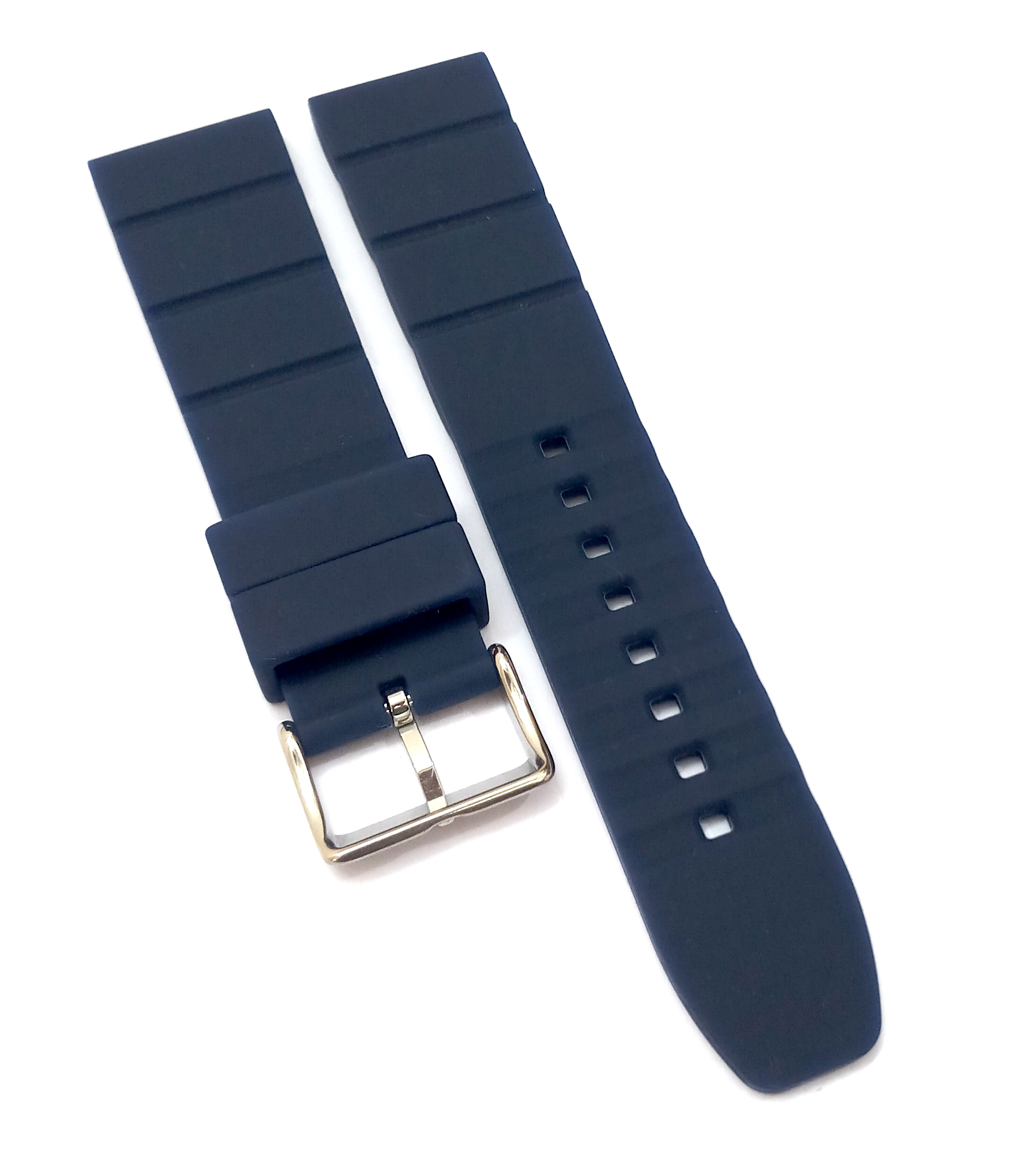 22mm Silicone Rubber Blue Watch Band Strap for Men and Women | Comfortable and Durable Material | Silver Buckle - Image 4