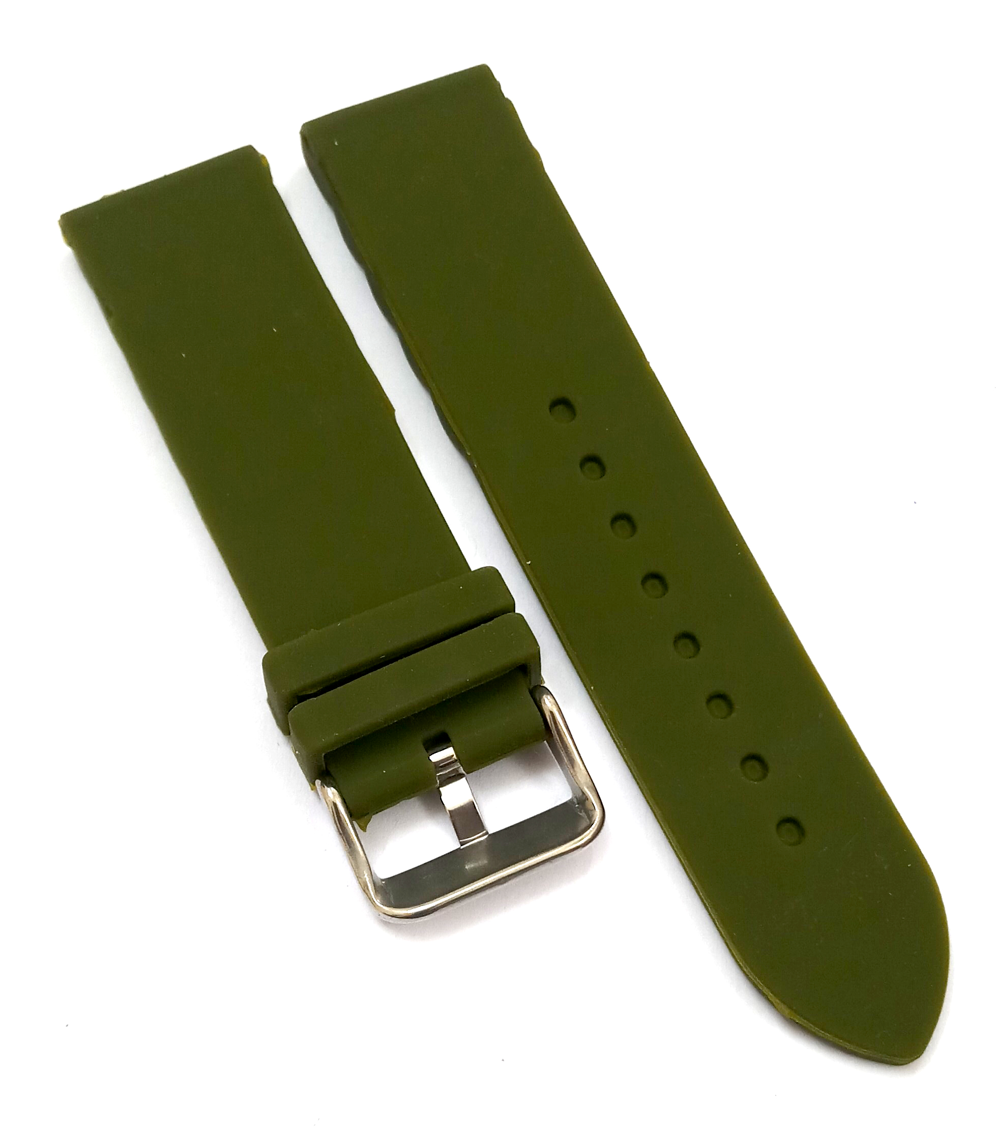 22mm Silicone Rubber Green Watch Band Strap for Men and Women | Comfortable and Durable Material | Silver Buckle - Image 4
