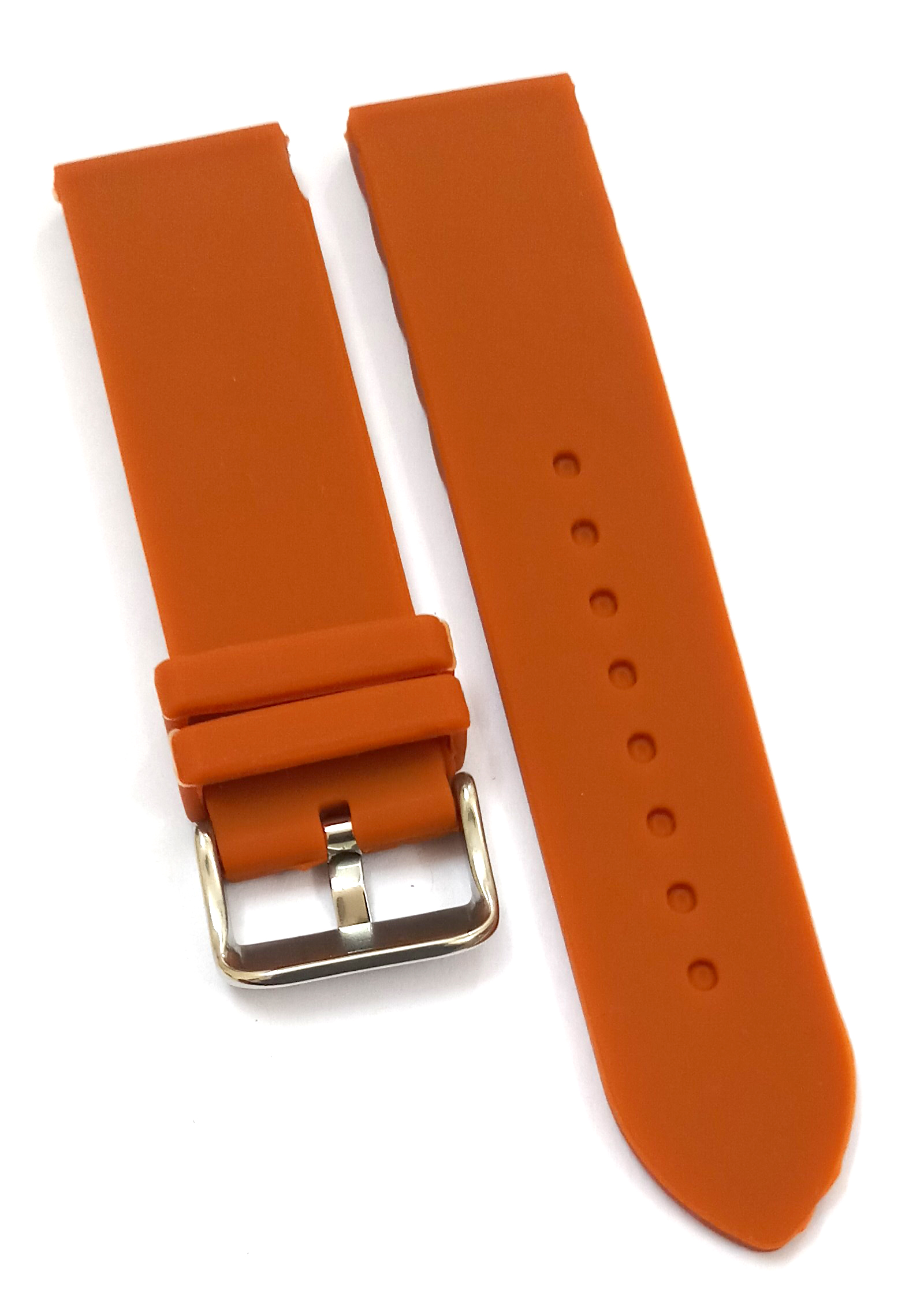 22mm Silicone Rubber Orange Watch Band Strap for Men and Women | Comfortable and Durable Material | Silver Buckle - Image 4