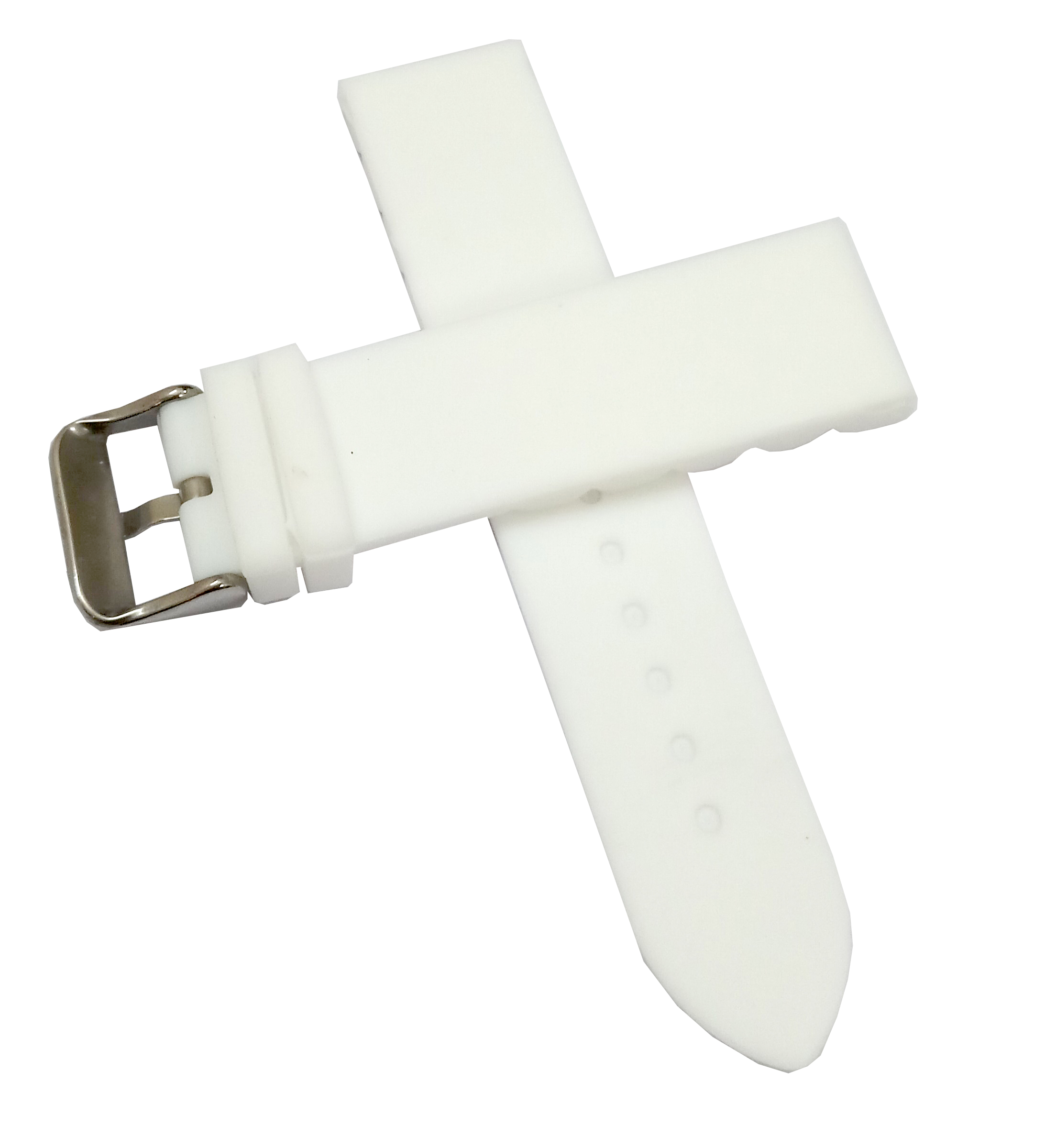 22mm Silicone Rubber White Watch Band Strap for Men and Women | Comfortable and Durable Material | Silver Buckle - Image 4