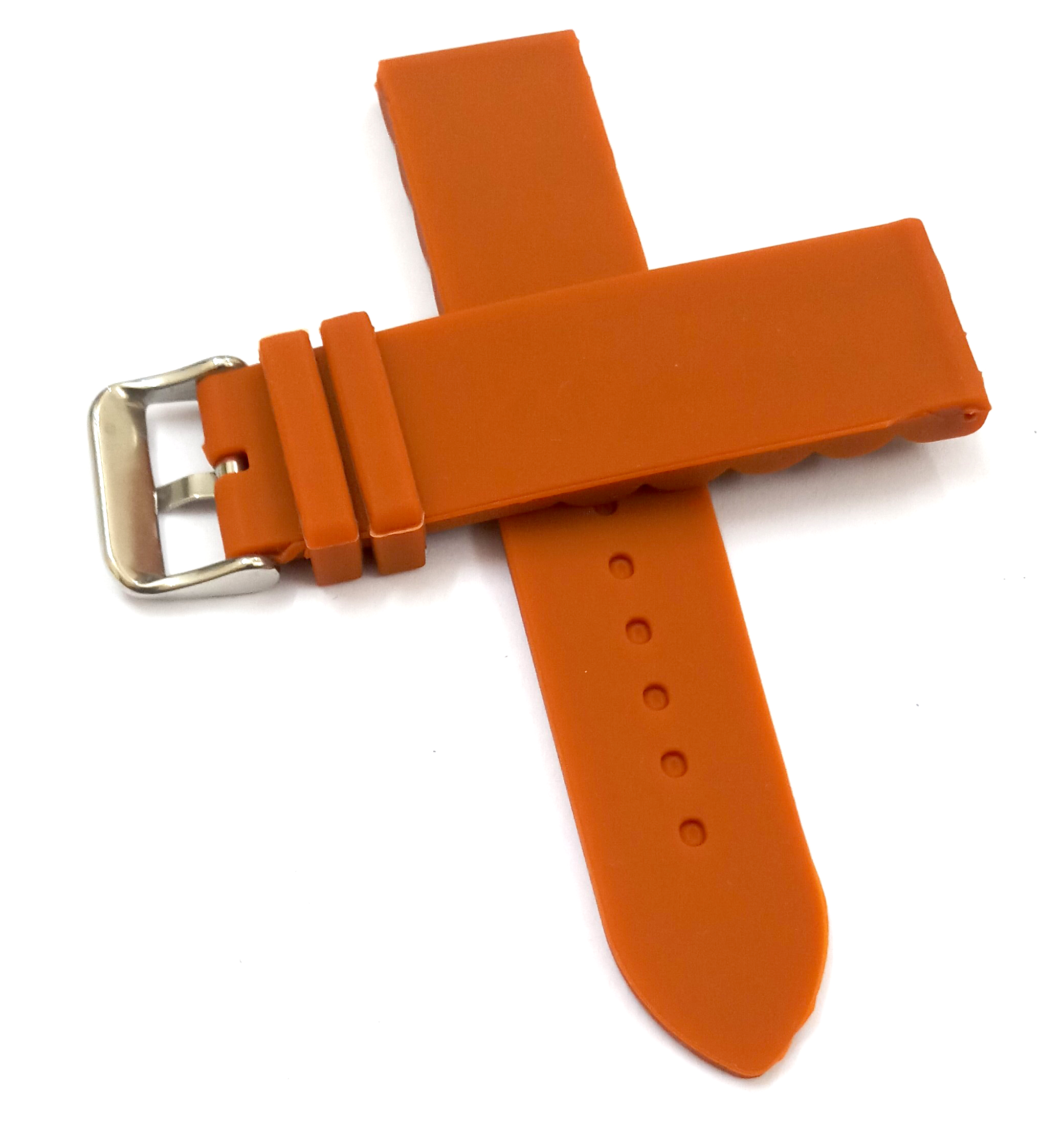22mm Silicone Rubber Orange Watch Band Strap for Men and Women | Comfortable and Durable Material | Silver Buckle - Image 5