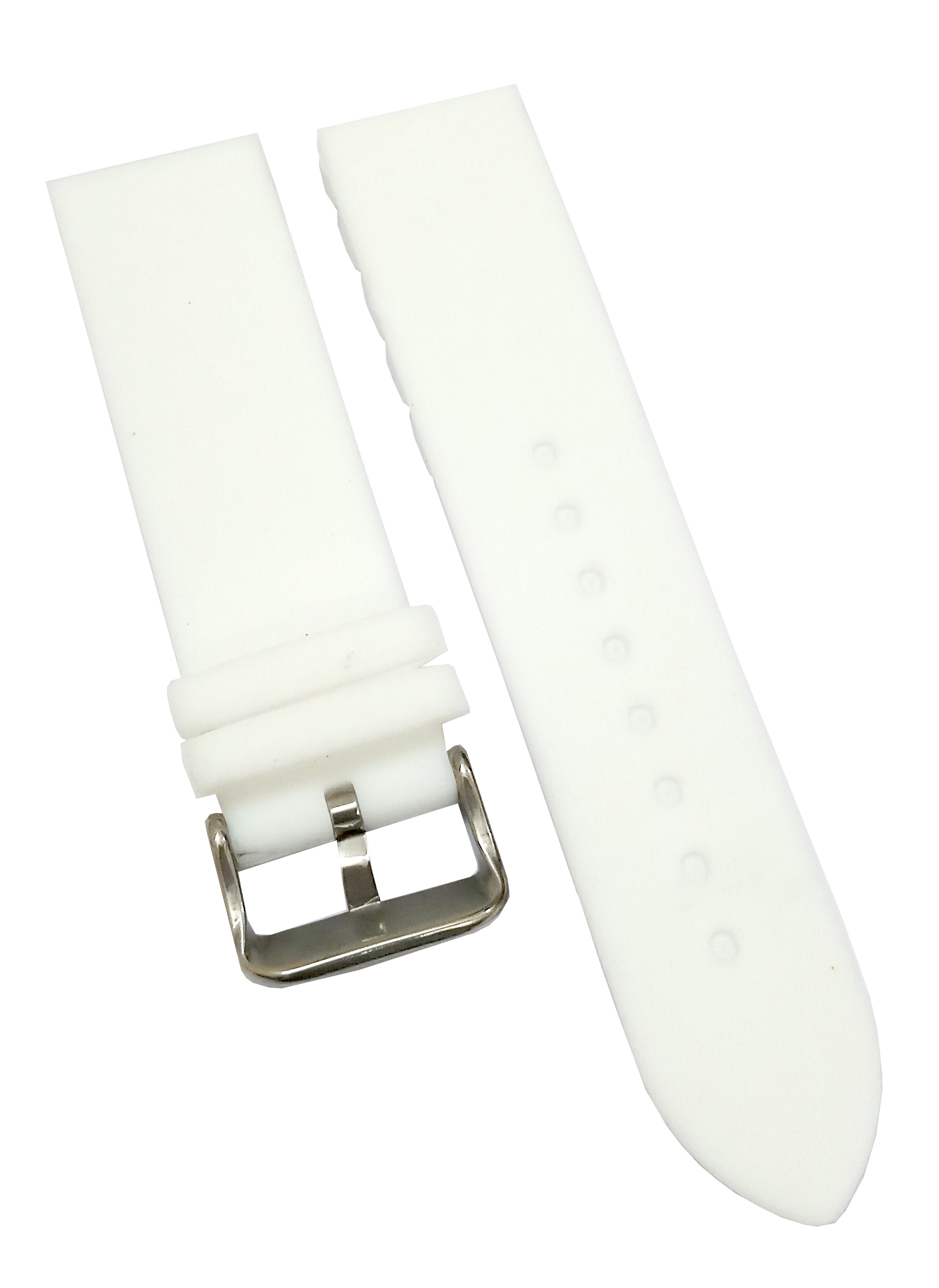 22mm Silicone Rubber White Watch Band Strap for Men and Women | Comfortable and Durable Material | Silver Buckle - Image 5