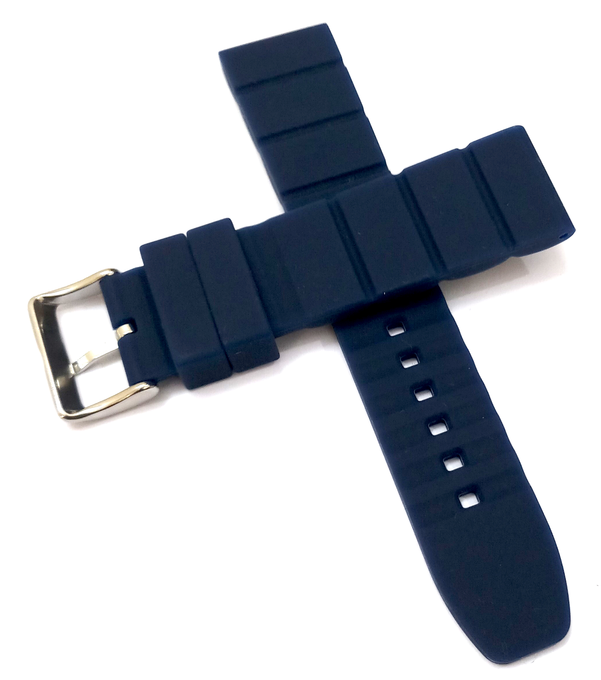 22mm Silicone Rubber Blue Watch Band Strap for Men and Women | Comfortable and Durable Material | Silver Buckle - Image 5