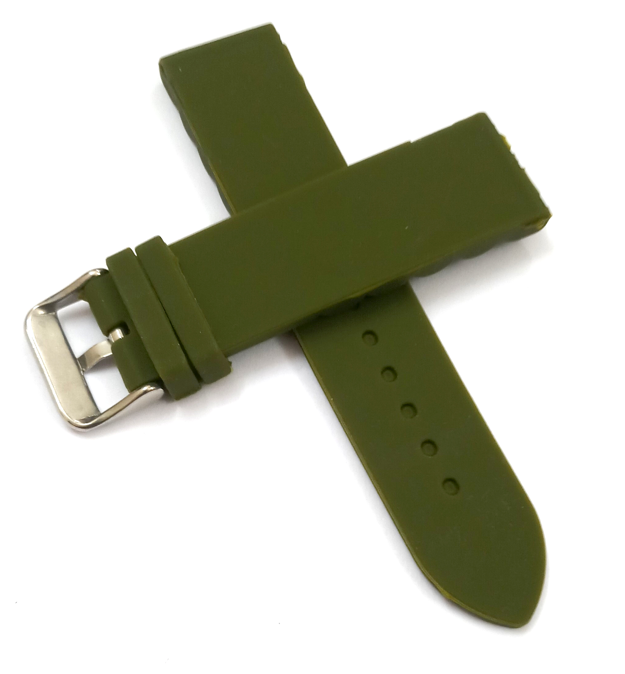 22mm Silicone Rubber Green Watch Band Strap for Men and Women | Comfortable and Durable Material | Silver Buckle - Image 5