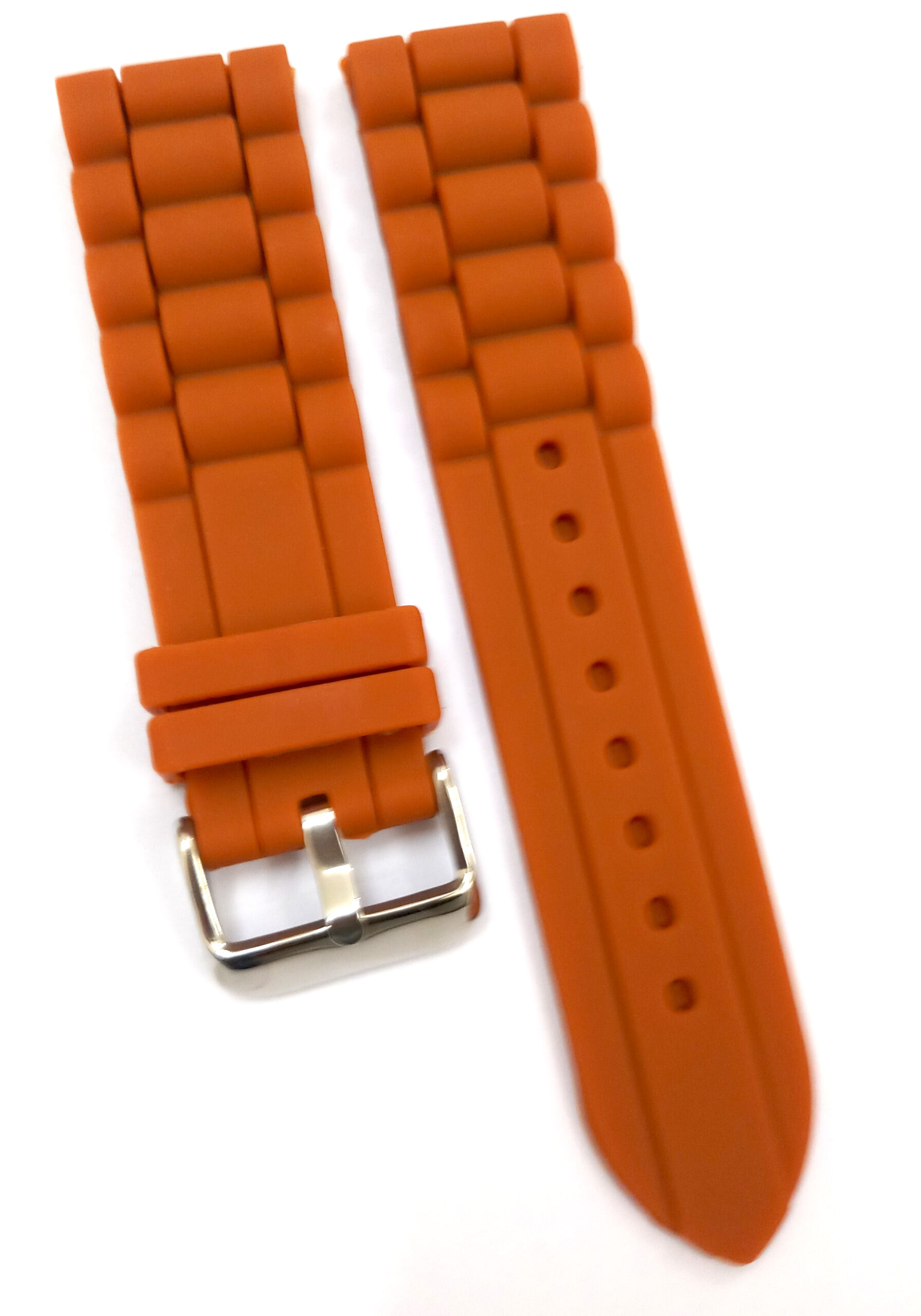 22mm Silicone Rubber Orange Watch Band Strap for Men and Women | Comfortable and Durable Material | Silver Buckle - Image 6