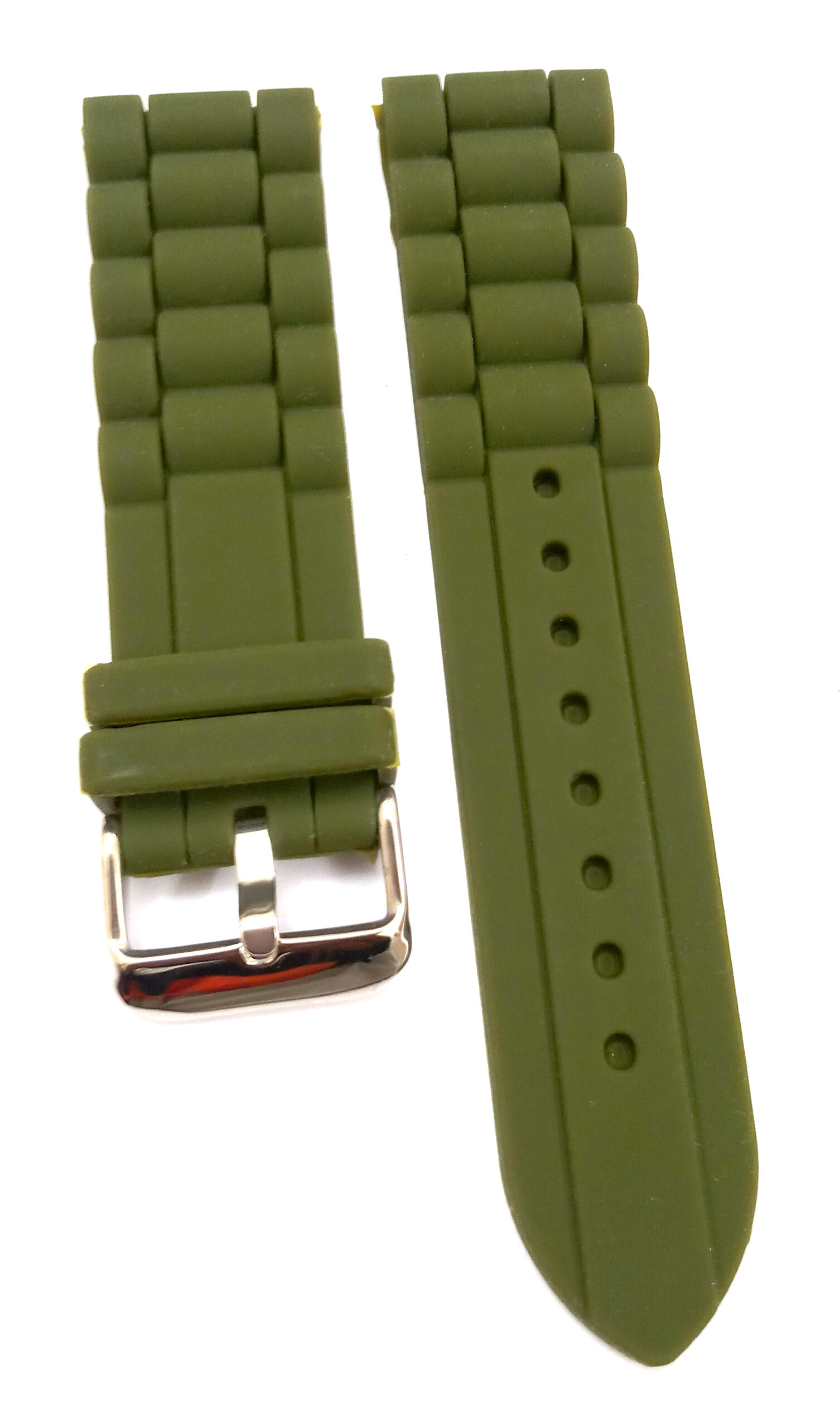 22mm Silicone Rubber Green Watch Band Strap for Men and Women | Comfortable and Durable Material | Silver Buckle - Image 6