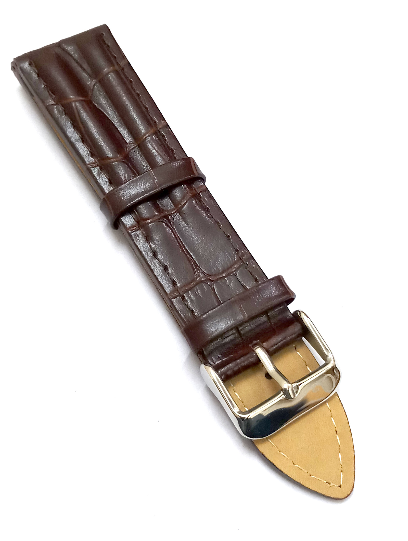 22mm Genuine Leather Brown Watch Band Strap for Men and Women | Comfortable and Durable Material | Silver Buckle-B3 - Image 6