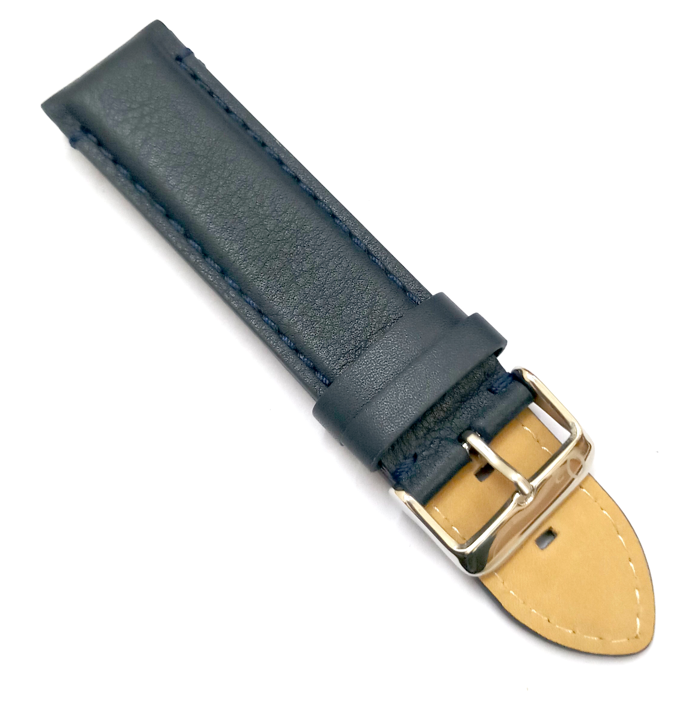 22mm Genuine Leather Black Watch Band Strap for Men and Women | Comfortable and Durable Material | Silver Buckle - Image 6
