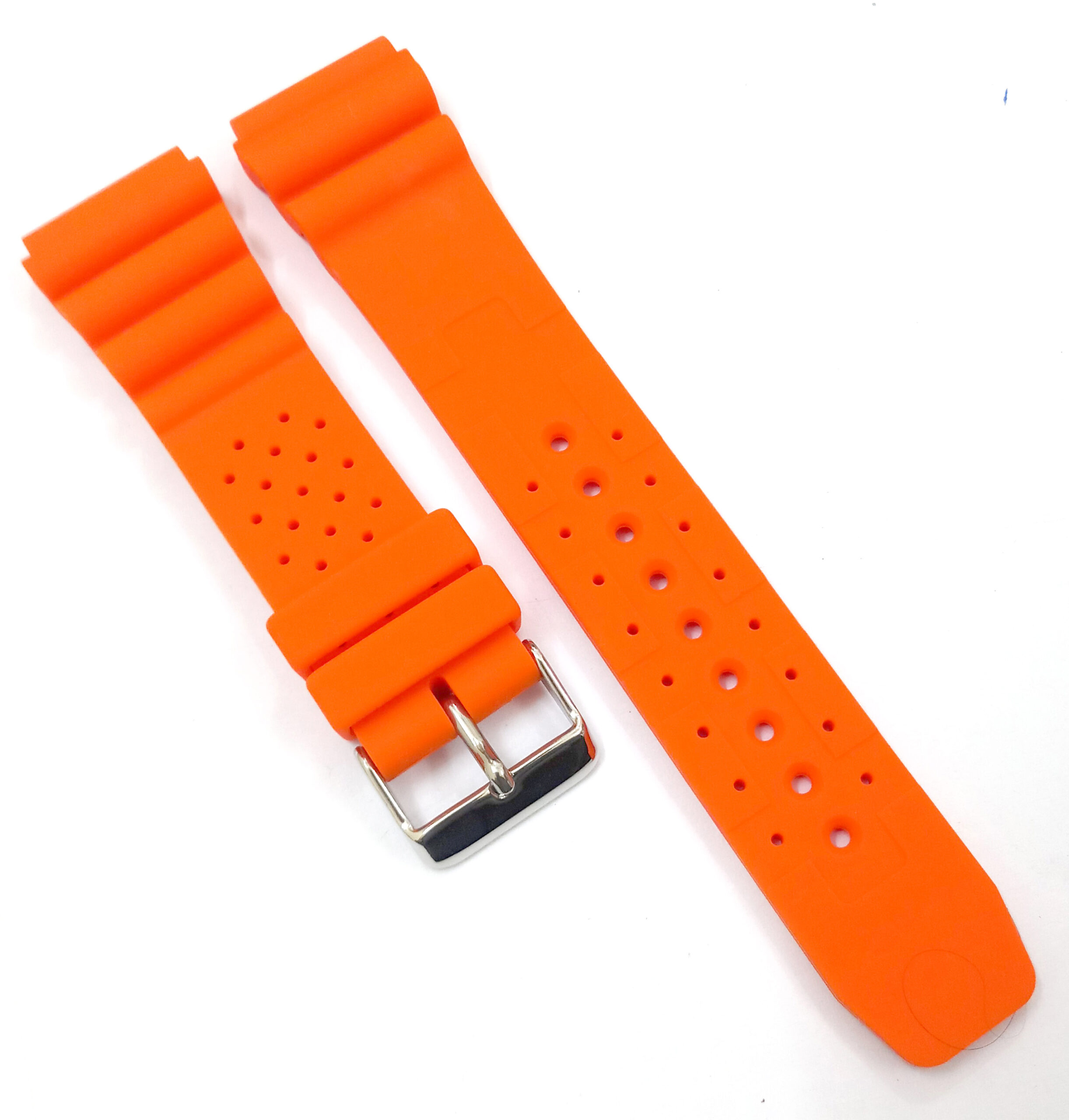22mm Silicone Rubber Orange Silver Buckle Clasp Watch Band Strap for Men and Women - Image 5