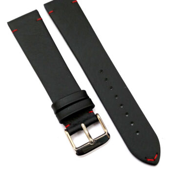 20mm Genuine Leather Black Watch Band Strap for Men and Women | Comfortable and Durable Material | Silver Buckle