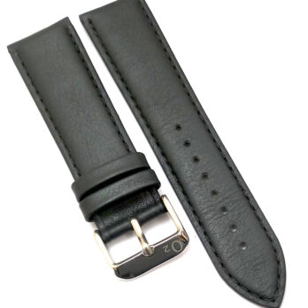 22mm Genuine Leather Black Watch Band Strap for Men and Women | Comfortable and Durable Material | Silver Buckle-B1