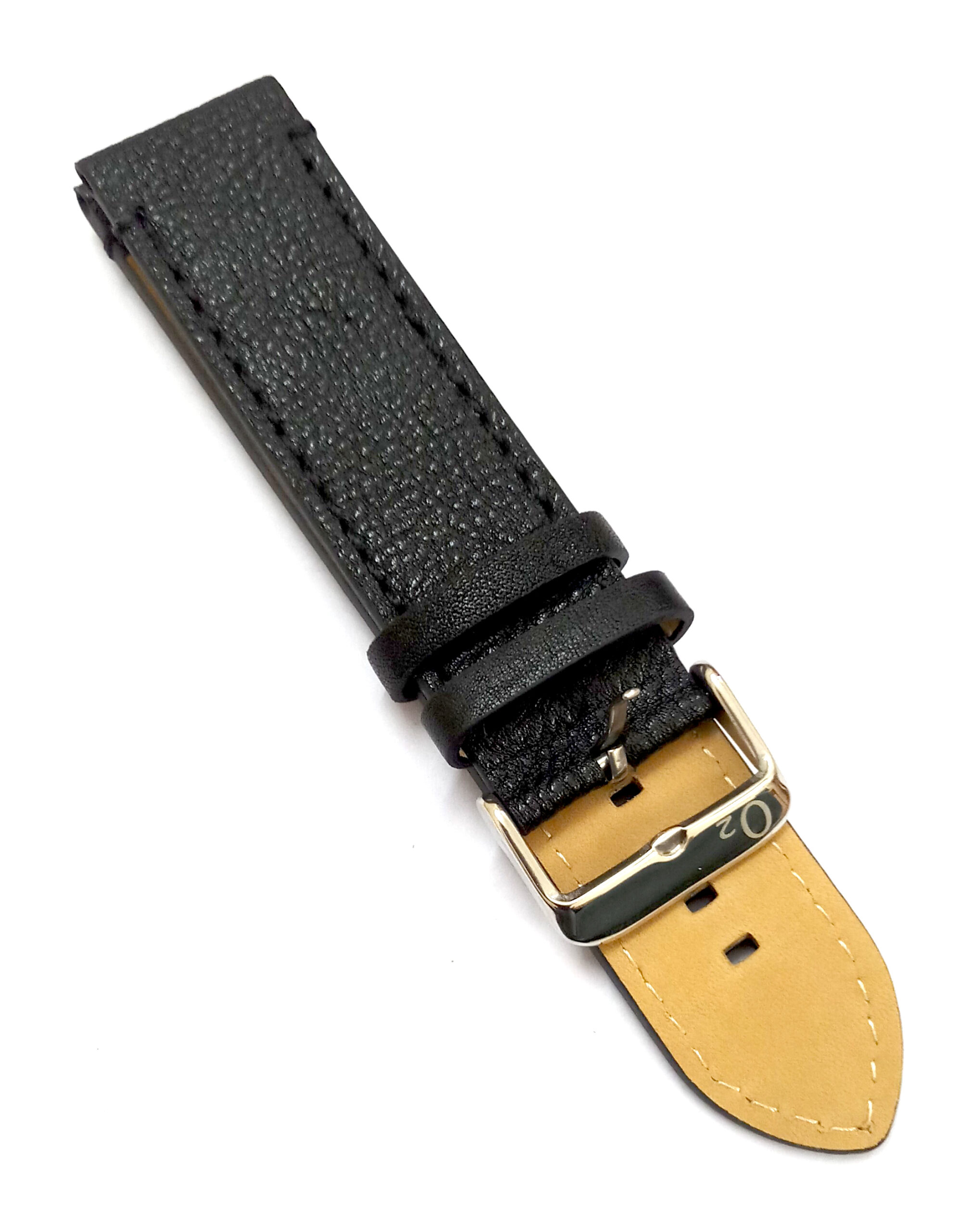 22mm Genuine Leather Black Watch Band Strap for Men and Women | Comfortable and Durable Material | Silver Buckle-B2 - Image 6