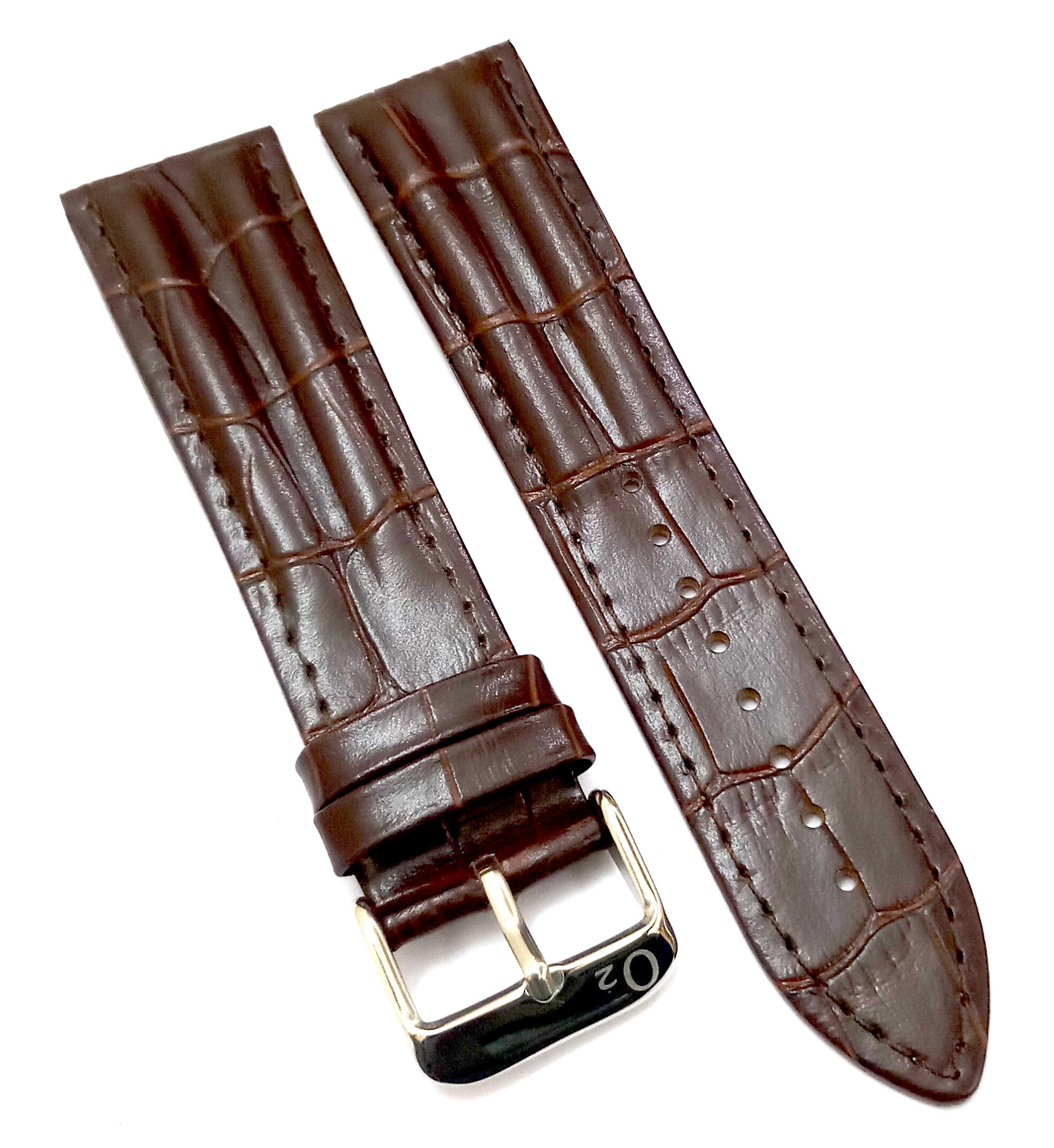 22mm Genuine Leather Brown Watch Band Strap for Men and Women | Comfortable and Durable Material | Silver Buckle-B3 - Image 3