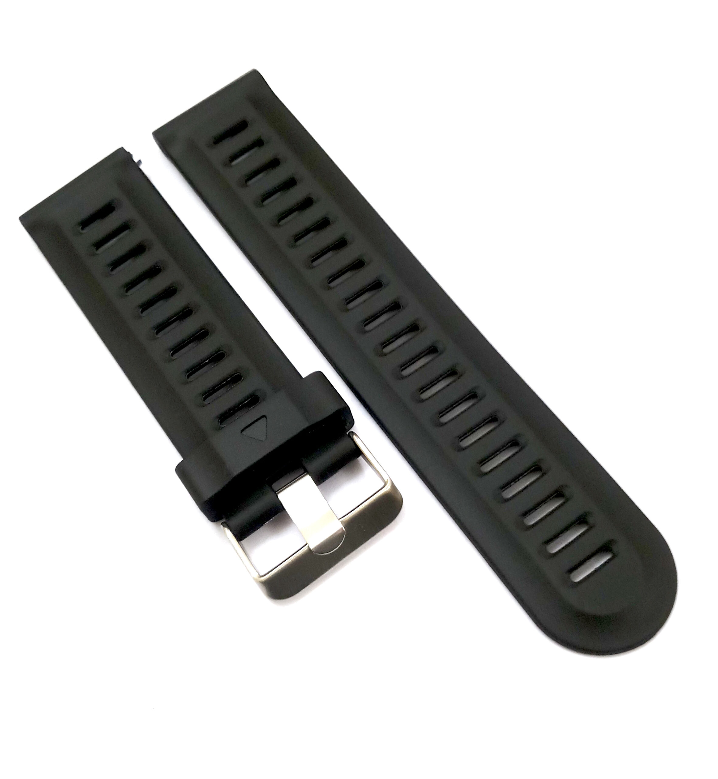 24mm Silicon Rubber Black Watch Band Strap for Men and Women | Comfortable and Durable Material | Silver Buckle - Image 3