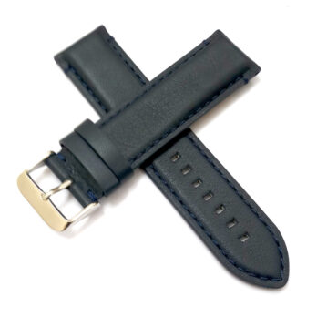 22mm Genuine Leather Black Watch Band Strap for Men and Women | Comfortable and Durable Material | Silver Buckle
