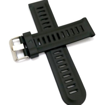 24mm Silicon Rubber Black Watch Band Strap for Men and Women | Comfortable and Durable Material | Silver Buckle
