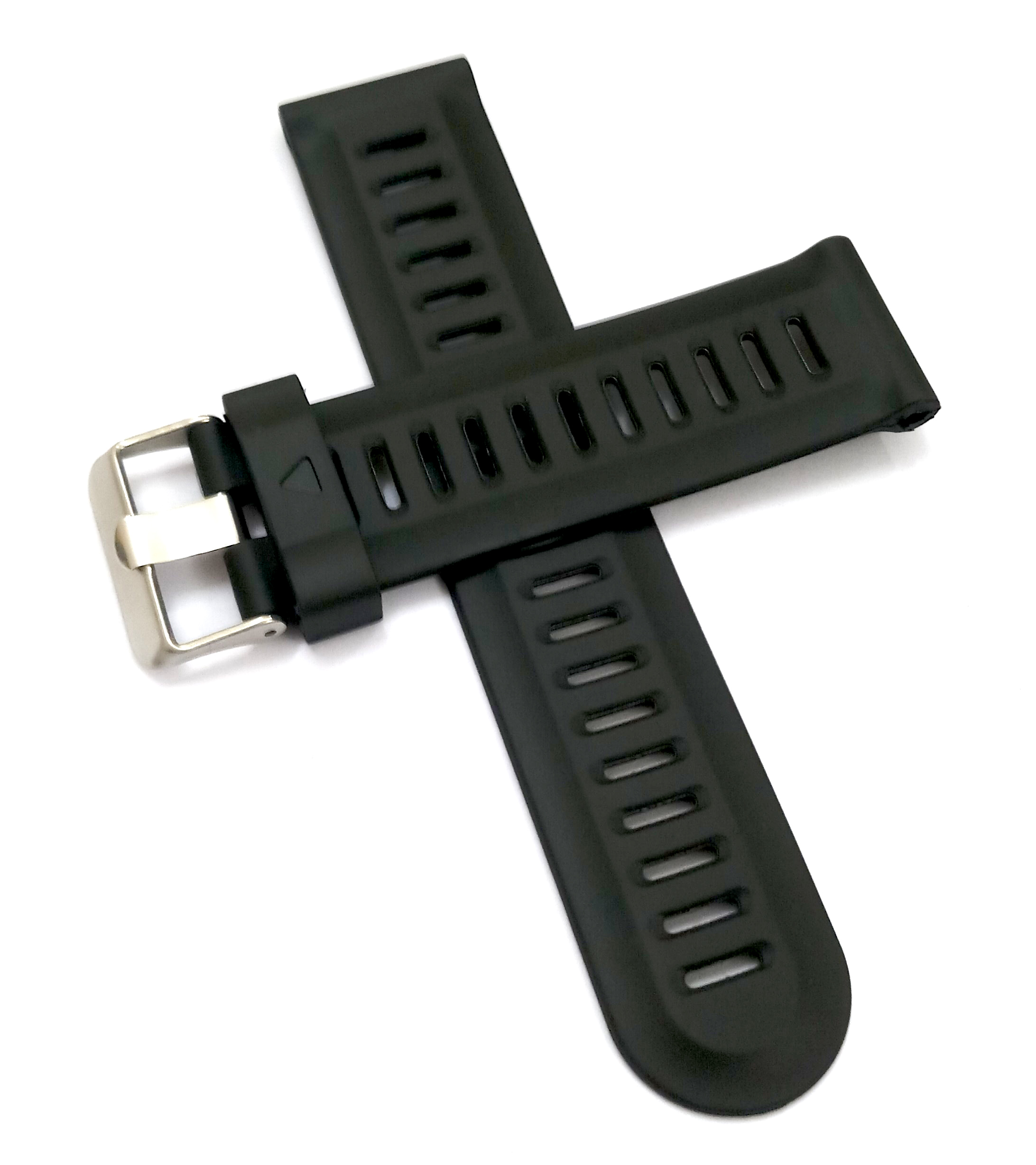 24mm Silicon Rubber Black Watch Band Strap for Men and Women | Comfortable and Durable Material | Silver Buckle