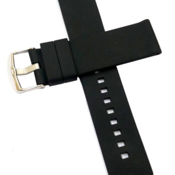 26mm Silicon Rubber Black Watch Band Strap for Men and Women | Comfortable and Durable Material | Silver Buckle-B1