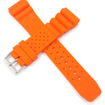 22mm Silicone Rubber Orange Silver Buckle Clasp Watch Band Strap for Men and Women