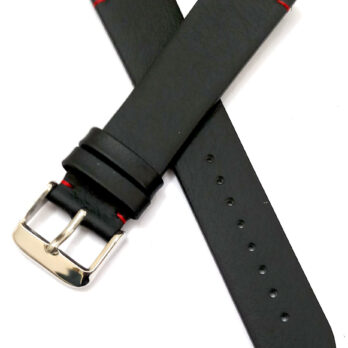 20mm Genuine Leather Black Watch Band Strap for Men and Women | Comfortable and Durable Material | Silver Buckle