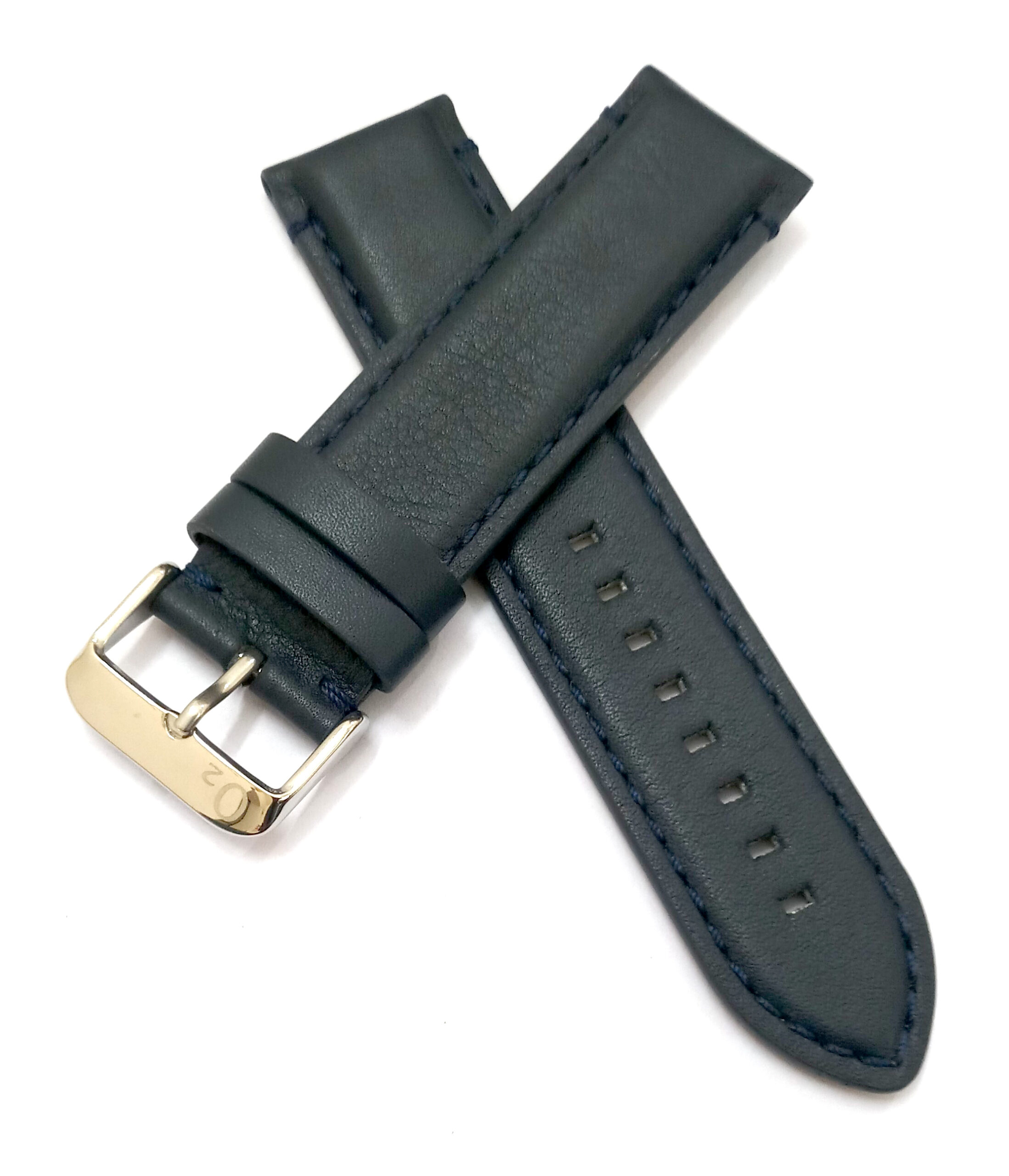 22mm Genuine Leather Black Watch Band Strap for Men and Women | Comfortable and Durable Material | Silver Buckle