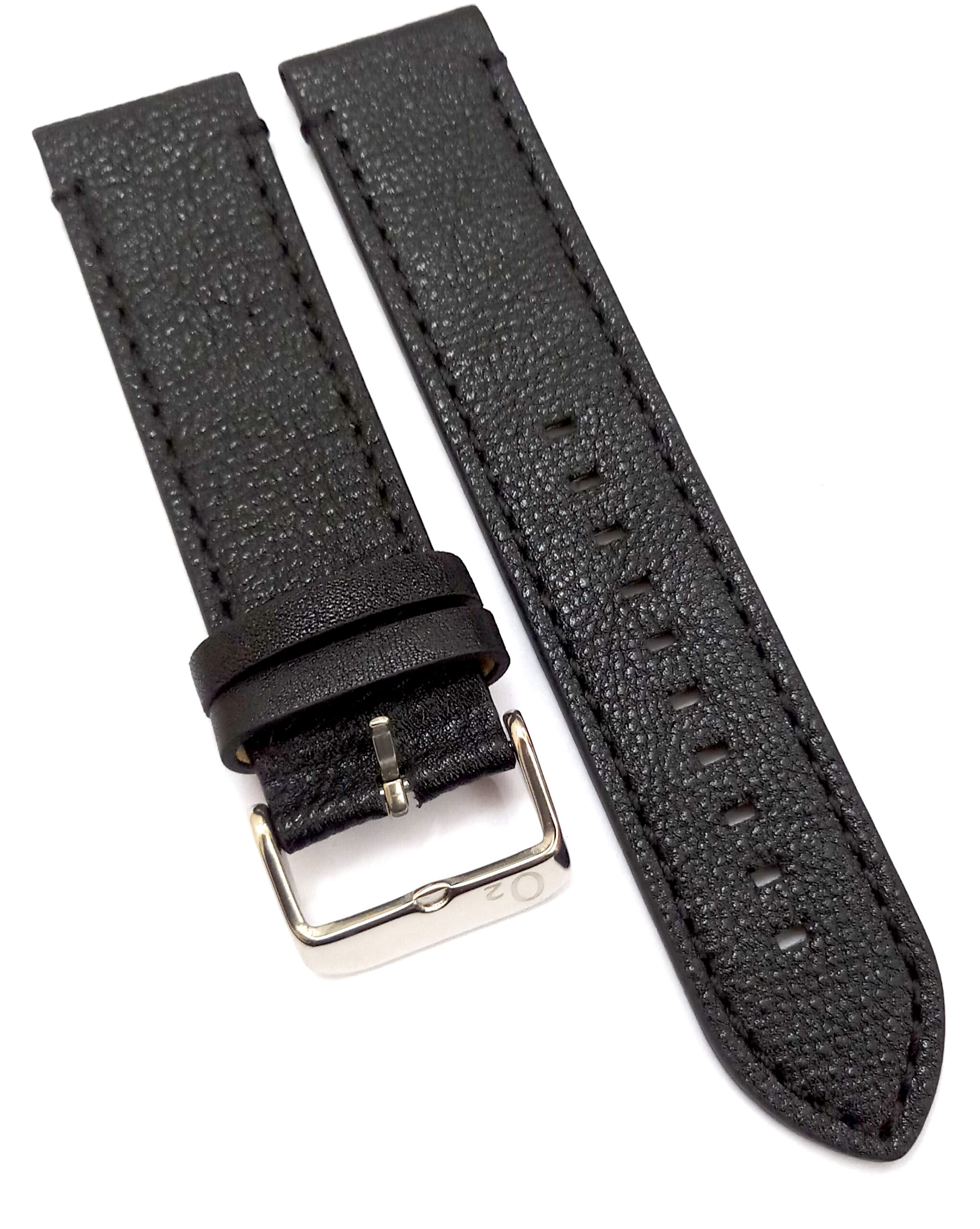 22mm Genuine Leather Black Watch Band Strap for Men and Women | Comfortable and Durable Material | Silver Buckle-B2 - Image 5