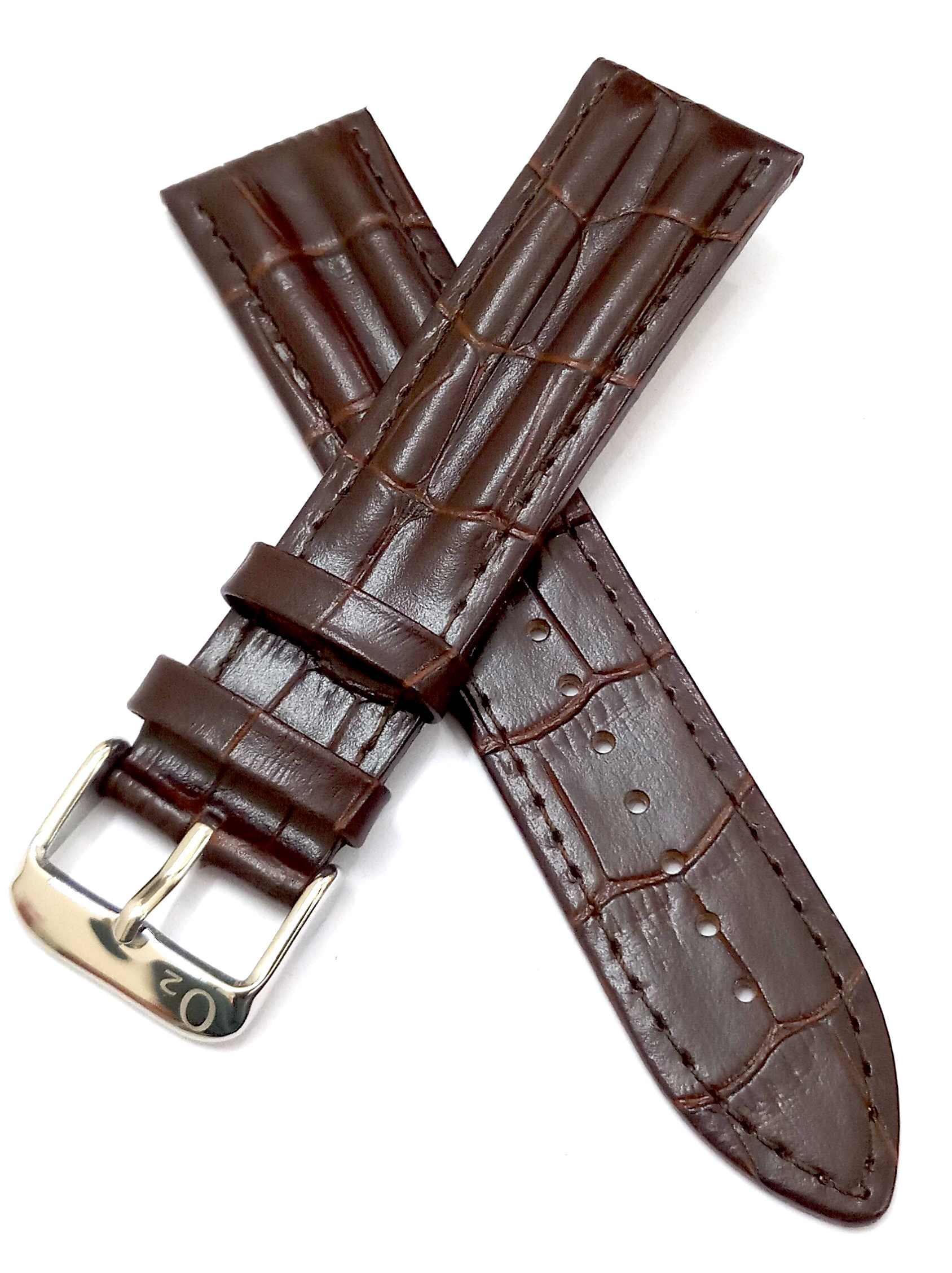 22mm Genuine Leather Brown Watch Band Strap for Men and Women | Comfortable and Durable Material | Silver Buckle-B3 - Image 2