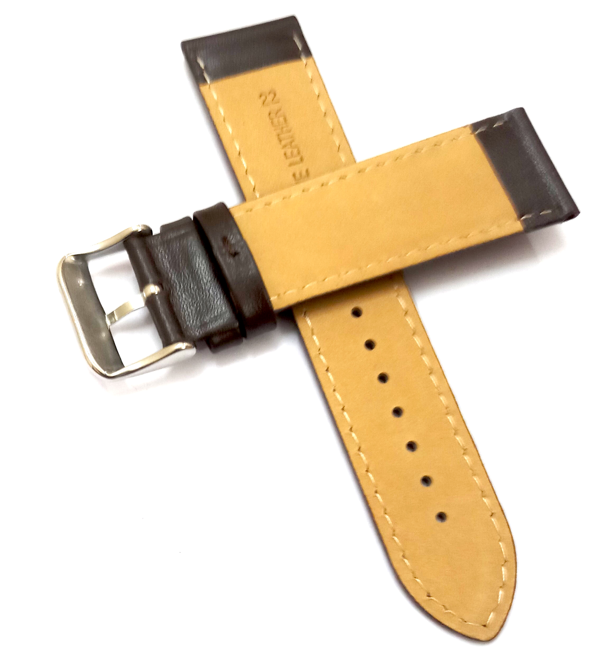 22mm Genuine Leather Brown Watch Band Strap for Men and Women | Comfortable and Durable Material | Silver Buckle-B4 - Image 3
