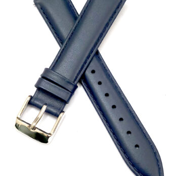 18mm Genuine Leather Dark Blue Watch Band Strap for Men and Women | Comfortable and Durable Material | Silver Buckle