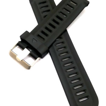 24mm Silicon Rubber Black Watch Band Strap for Men and Women | Comfortable and Durable Material | Silver Buckle